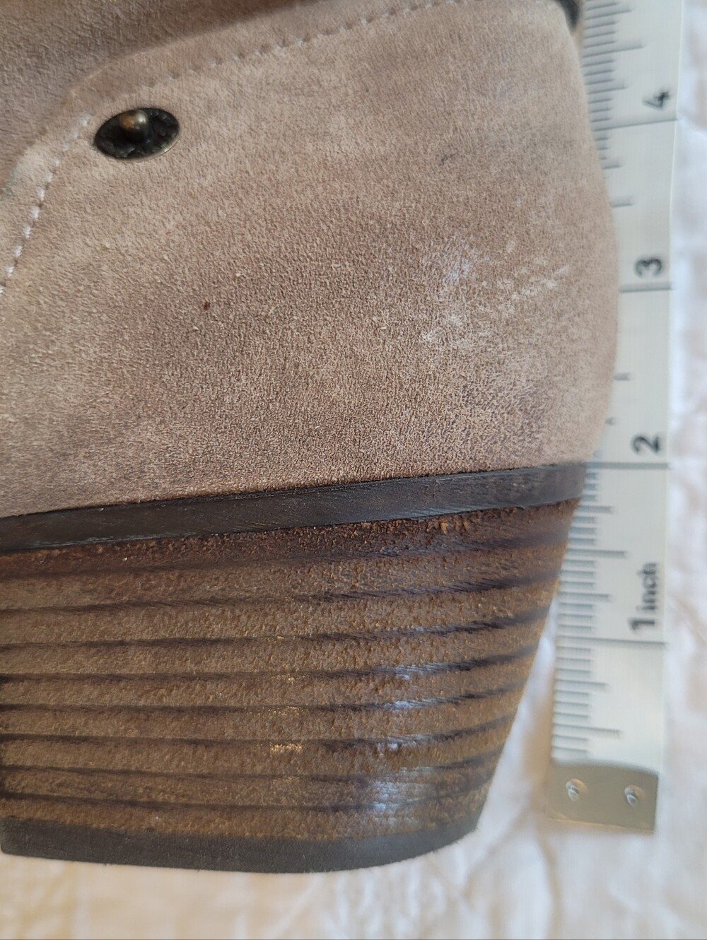 NWOT Paul Green 'Juno' Suede Ankle Bootie in Taupe with Buckle & Stacked Heel - Picture 9 of 12
